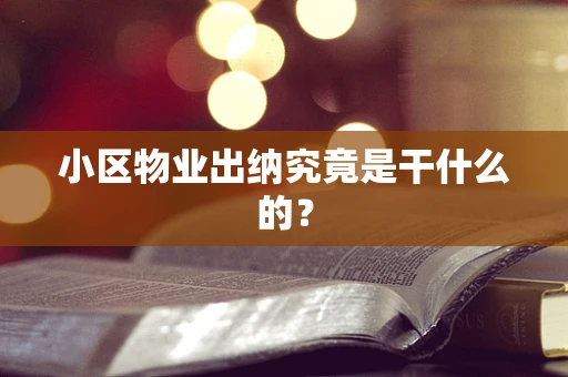小区物业出纳究竟是干什么的？