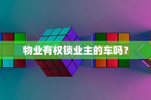 物业有权锁业主的车吗？