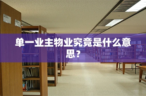 单一业主物业究竟是什么意思？