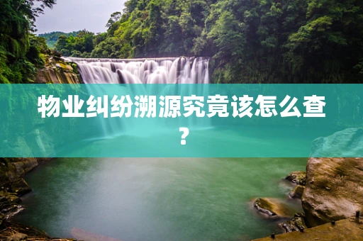 物业纠纷溯源究竟该怎么查？