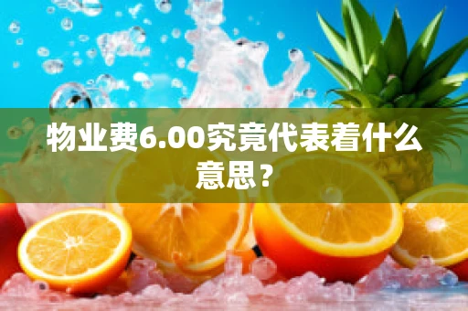 物业费6.00究竟代表着什么意思？